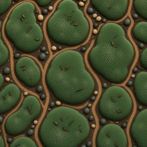 moss-covered ground - simplified stylized game art with clear material shapes