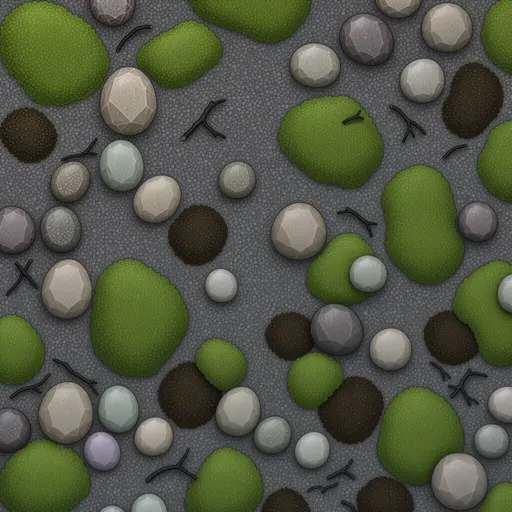fine grey gravel - simplified stylized game art with clear material shapes
