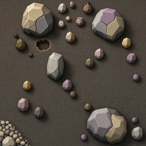 fine cave gravel - hand-painted game texture with readable brush shapes