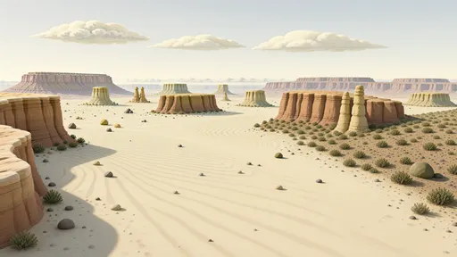 desert landscape background - simplified stylized game art with clear material shapes