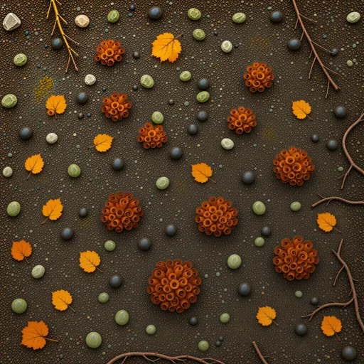 brown woodland soil - simplified stylized game art with clear material shapes