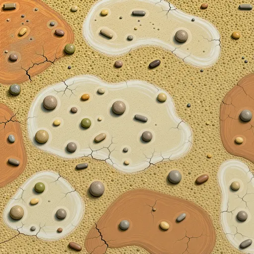 small sun-bleached pebbles - hand-painted game texture with readable brush shapes
