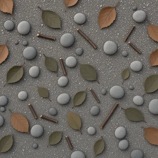 fine warm grey gravel - simplified stylized game art with clear material shapes
