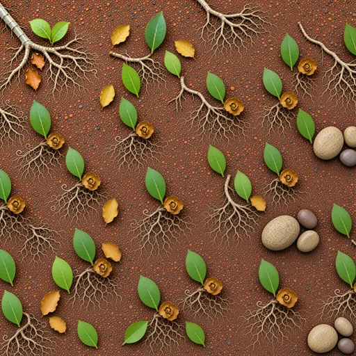 tropical red soil - simplified stylized game art with clear material shapes