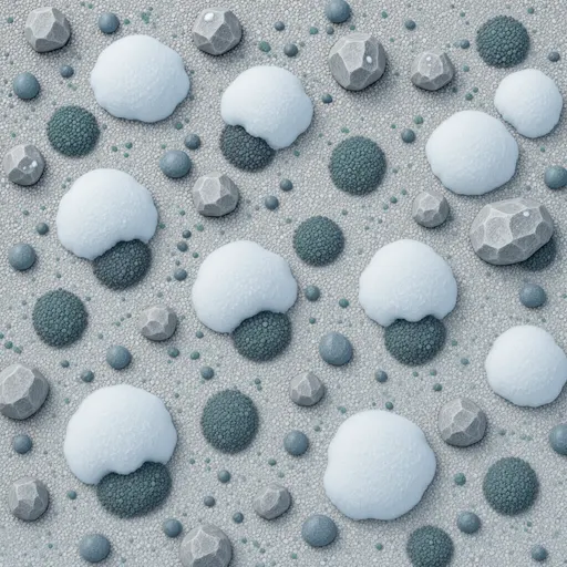 compact snowy gravel - simplified stylized game art with clear material shapes