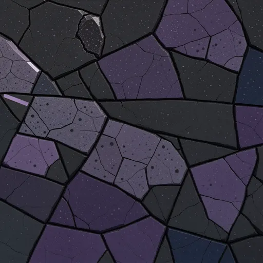 cracked obsidian ground - simplified stylized game art with clear material shapes