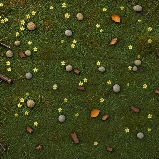 short woodland grass - simplified stylized game art with clear material shapes