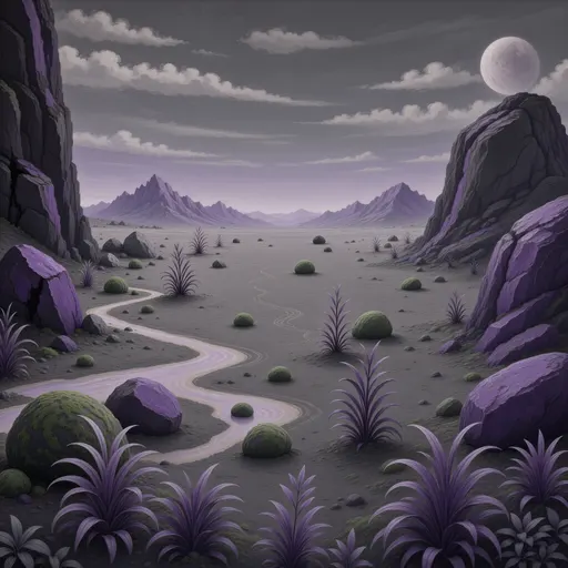 alien landscape background - hand-painted game texture with readable brush shapes