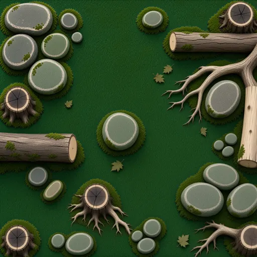 deep green ground moss - simplified stylized game art with clear material shapes
