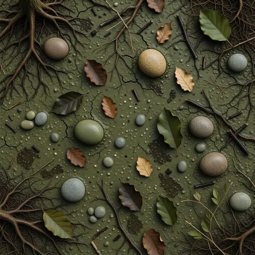 wet muddy earth - simplified stylized game art with clear material shapes