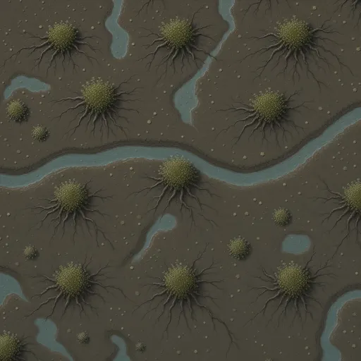 wet muddy earth - hand-painted game texture with readable brush shapes