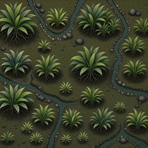 wet muddy earth - simplified stylized game art with clear material shapes