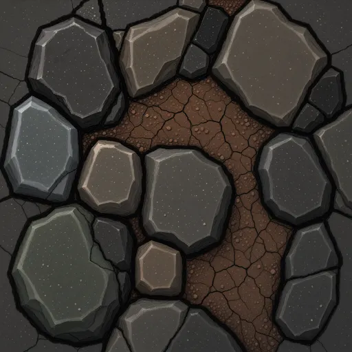 dark basalt - hand-painted game texture with readable brush shapes