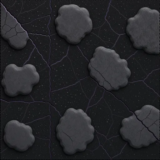 dark basalt - simplified stylized game art with clear material shapes