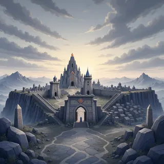 distant stronghold at daybreak