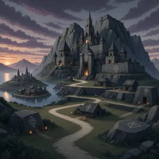 distant stronghold at dusk