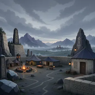 quiet camp at overcast twilight