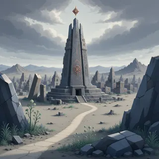 ancient landmark at stormy midday