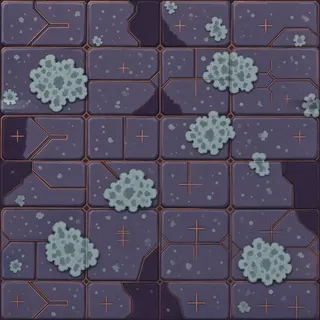 lichen-speckled flat paving
