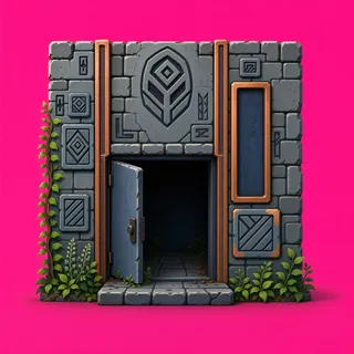 door open, overgrown