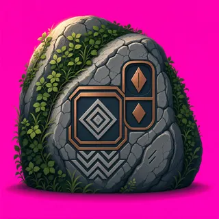 overgrown large boulder