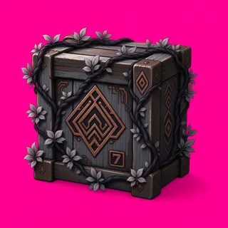 overgrown wooden crate