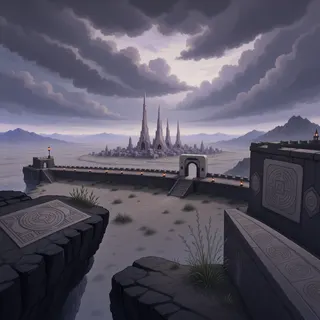 border overlook at stormy midday