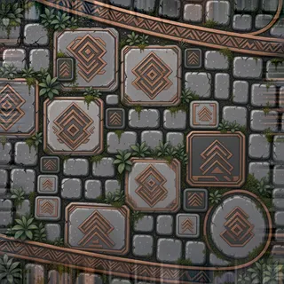 overgrown worn cobbles