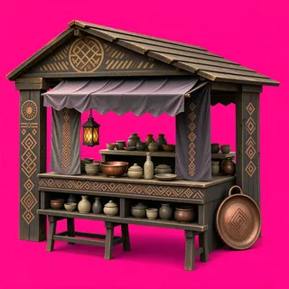 weathered market stall