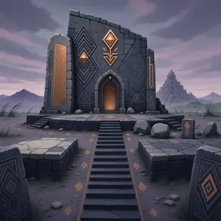 hidden shrine at overcast twilight