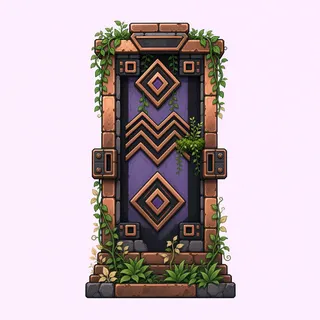 wall isolated pillar, overgrown