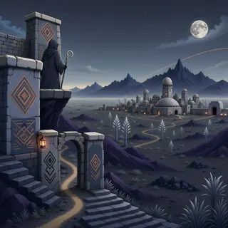 border overlook at moonlit night