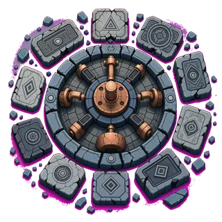 broken fragments, clustered arrangement