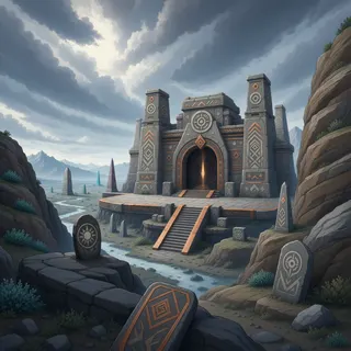 hidden shrine at stormy midday