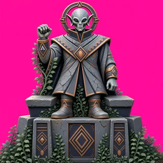overgrown statue