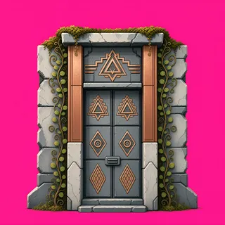 door closed, overgrown