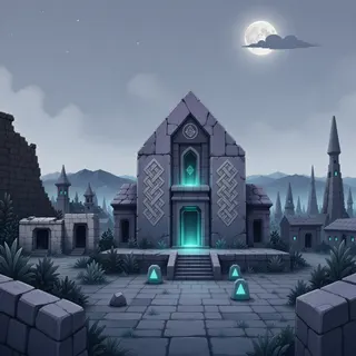 hidden shrine at moonlit night