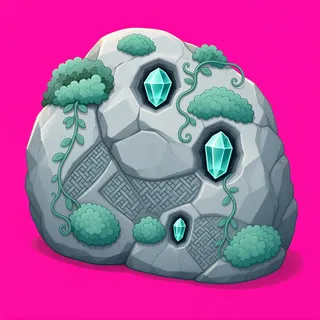 overgrown large boulder