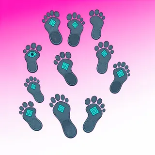 footprints, irregular arrangement