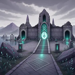 hidden shrine at stormy midday