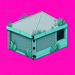 roof outer corner, overgrown