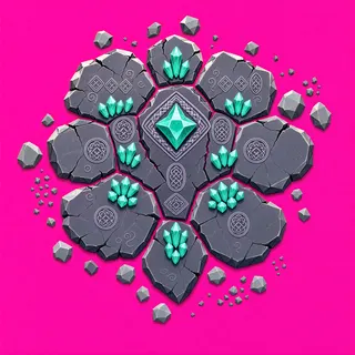 broken fragments, clustered arrangement