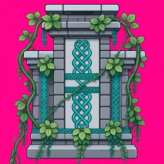 wall isolated pillar, overgrown