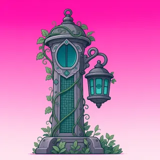 overgrown lantern post