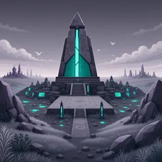 ancient landmark at overcast twilight