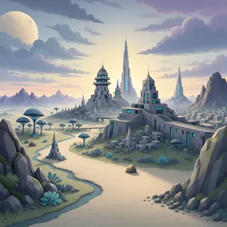 distant stronghold at daybreak