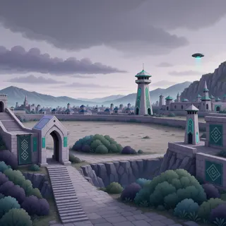 border overlook at overcast twilight