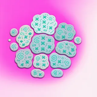 lichen patch, clustered arrangement