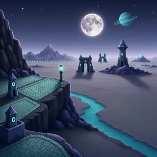 border overlook at moonlit night