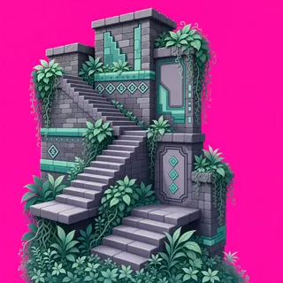 stairs upward, overgrown